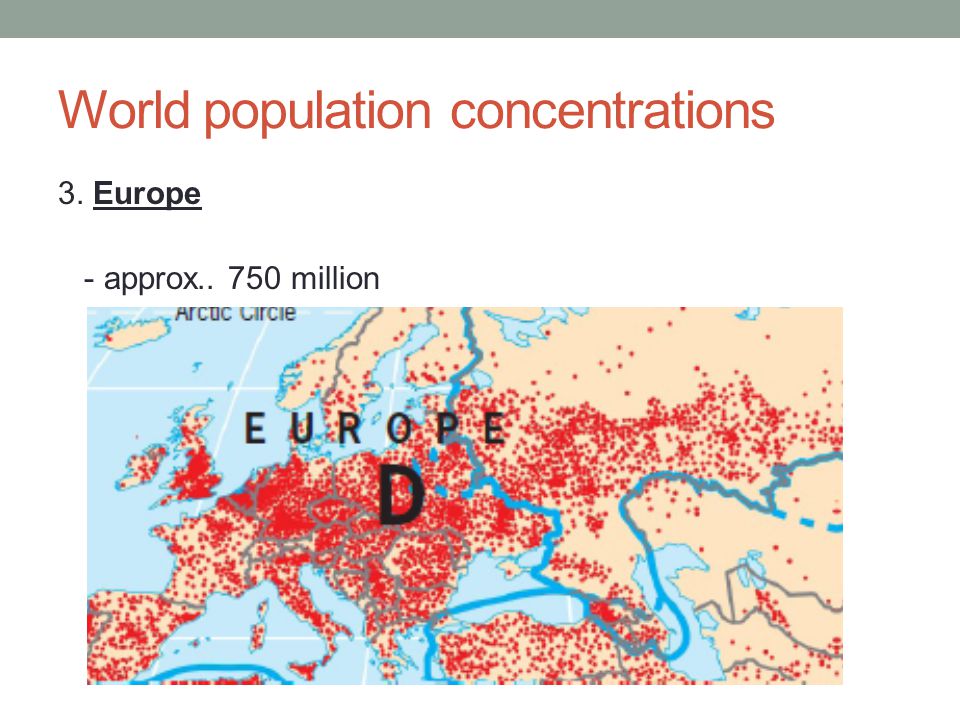 World population concentrations 3. Europe - approx million