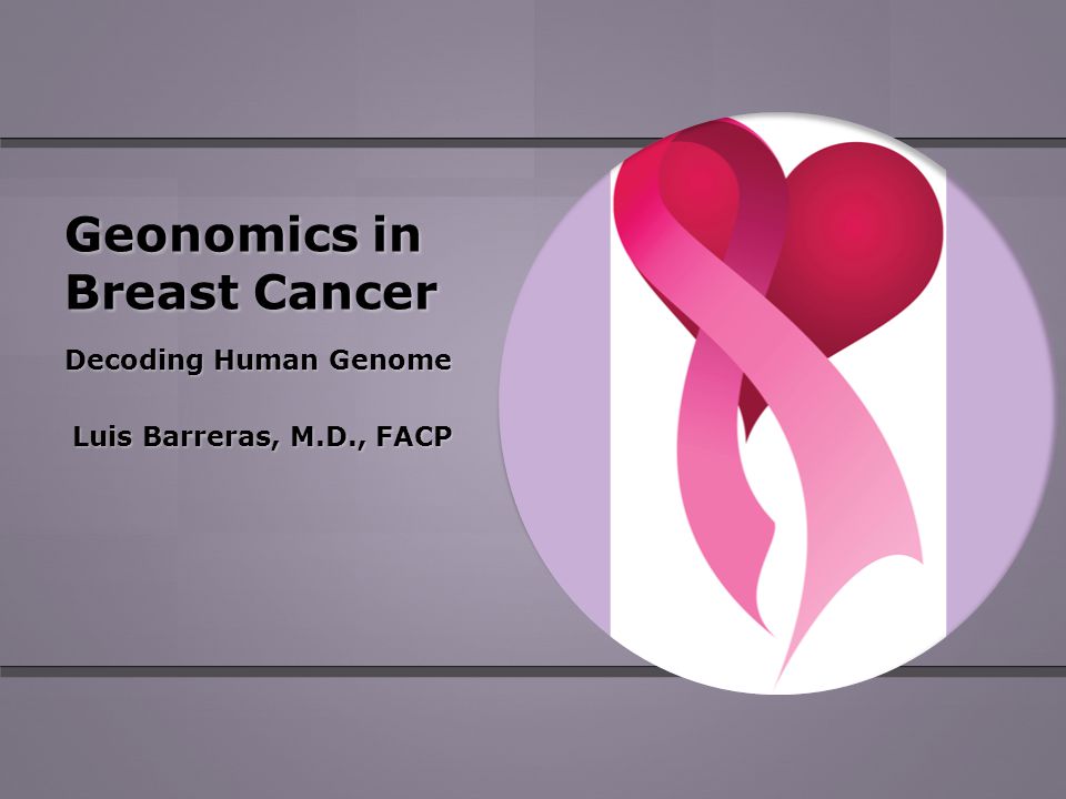 Geonomics in Breast Cancer Decoding Human Genome Luis Barreras, M.D., FACP