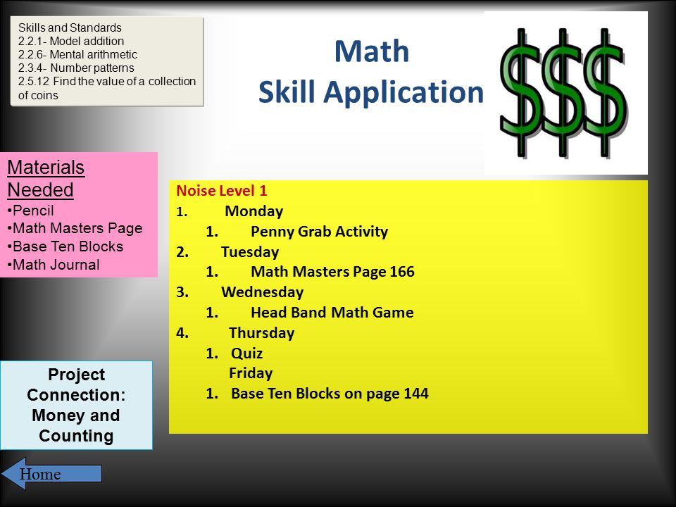 Math Skill Application Noise Level 1 1.