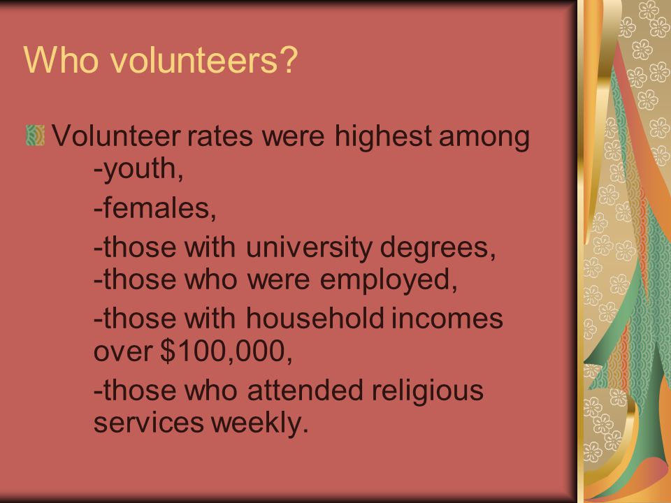 Who volunteers.