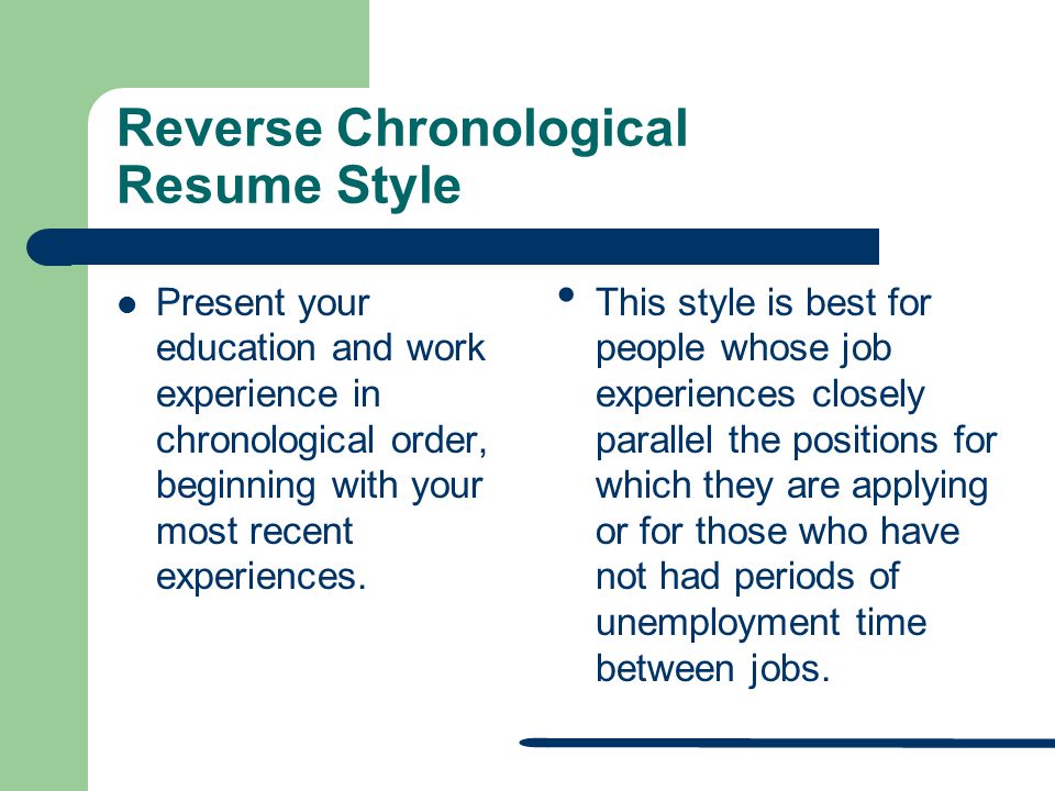 chronological style resume