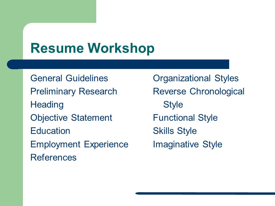Guidelines for preparing a resume