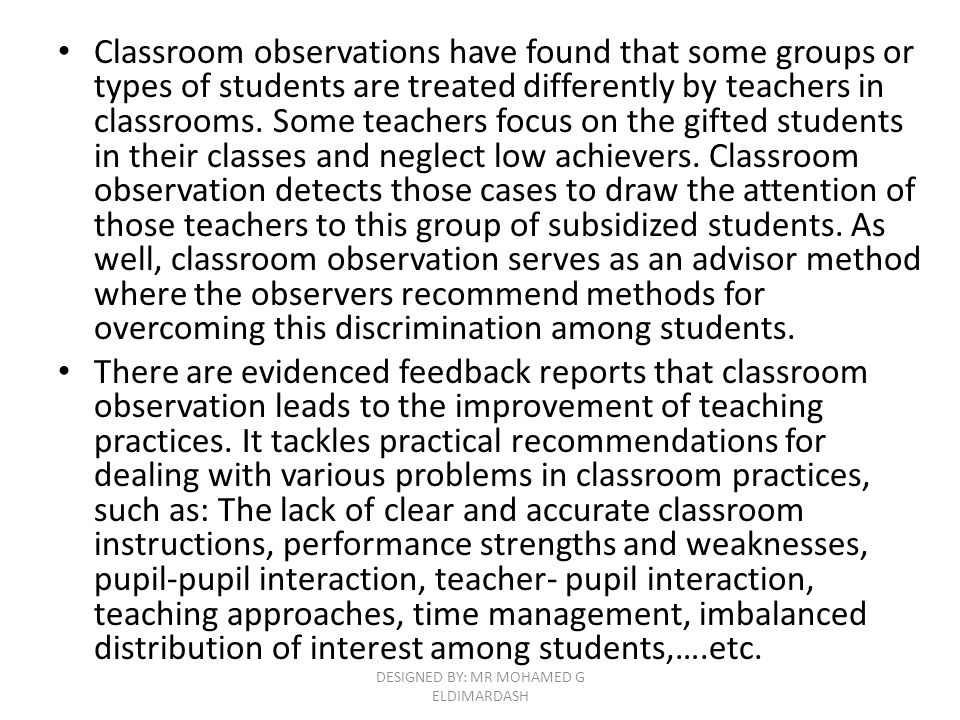 teacher observation essay