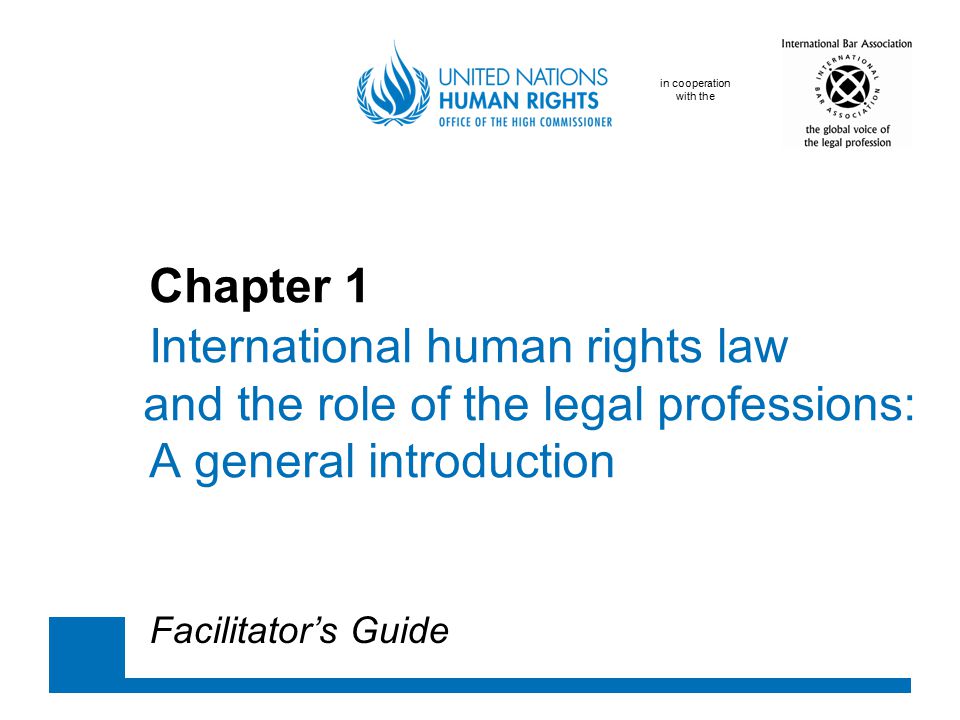 in cooperation with the Chapter 1 International human rights law and the role of the legal professions: A general introduction Facilitator’s Guide