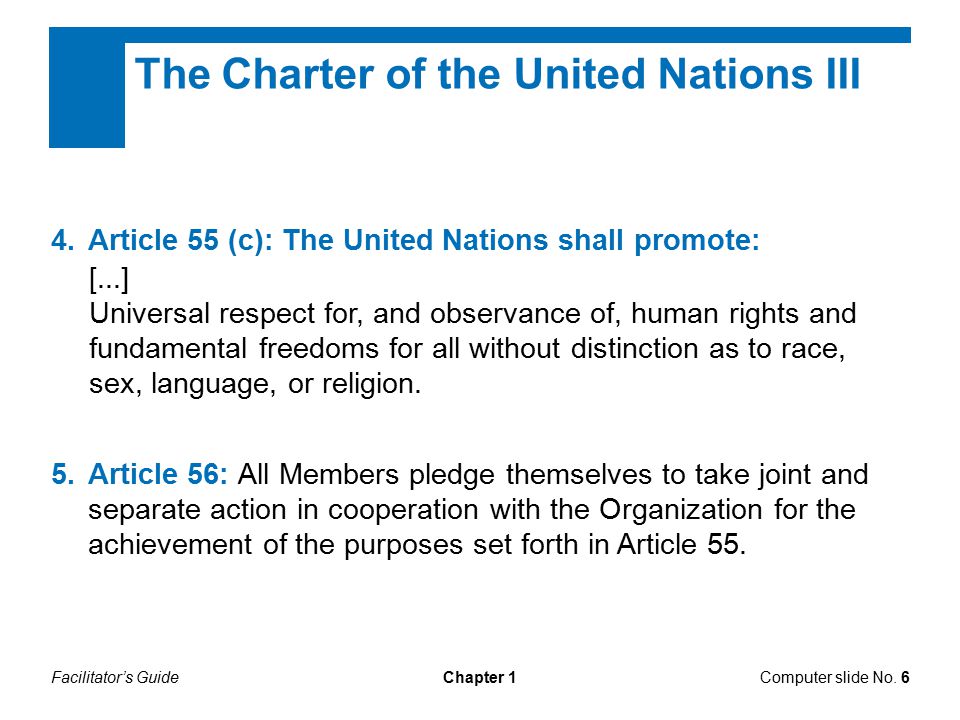 Facilitator’s GuideChapter 1 The Charter of the United Nations III Computer slide No.