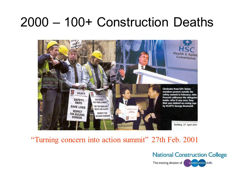 2000 – 100+ Construction Deaths Turning concern into action summit 27th Feb. 2001
