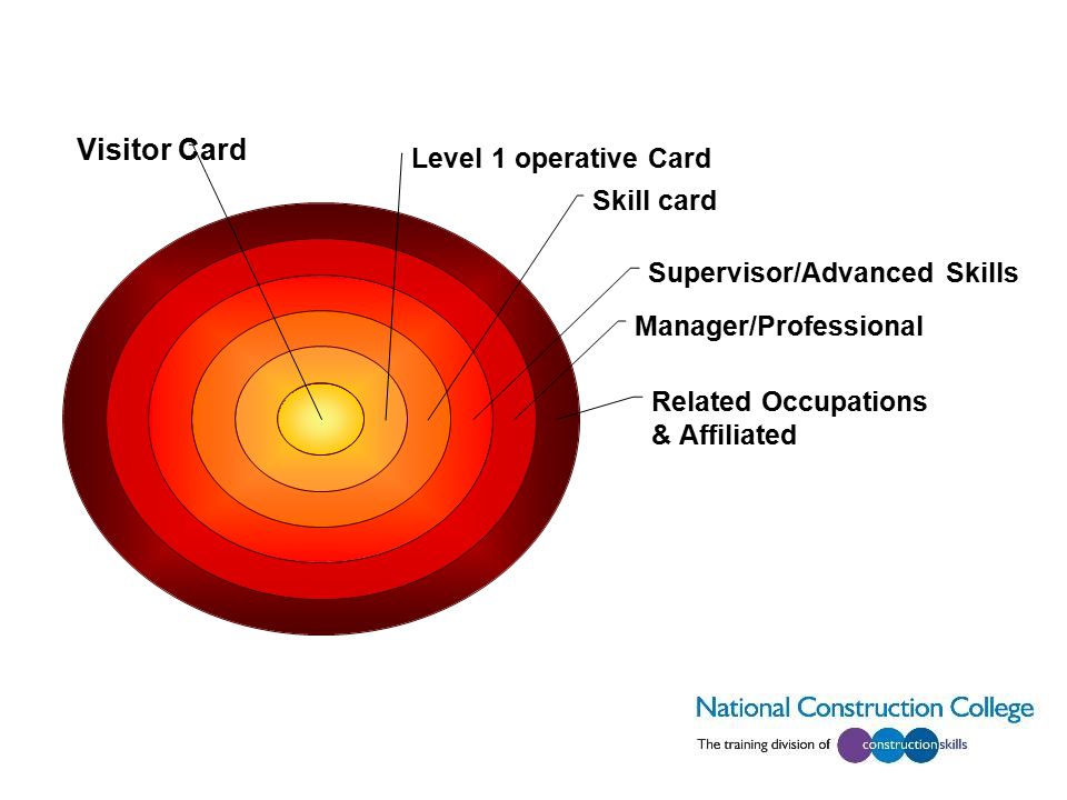 Visitor Card Level 1 operative Card Skill card Supervisor/Advanced Skills Manager/Professional