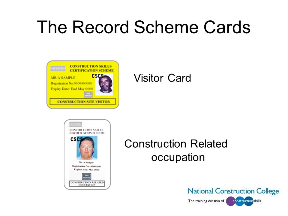 The Record Scheme Cards Visitor Card Construction Related occupation