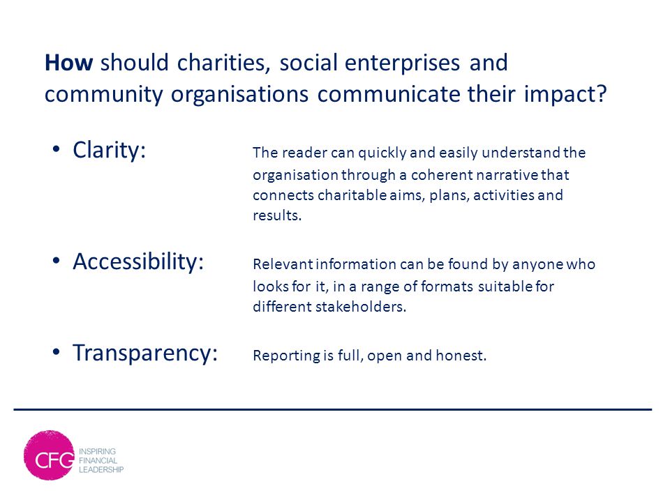 How should charities, social enterprises and community organisations communicate their impact.