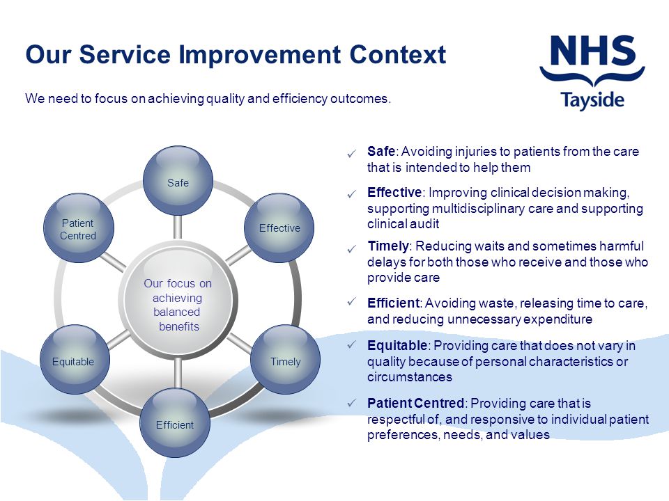 Our Service Improvement Context We need to focus on achieving quality and efficiency outcomes.