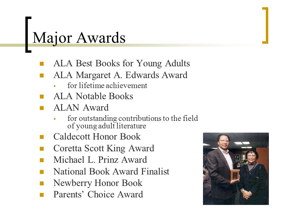 Major Awards ALA Best Books for Young Adults ALA Margaret A.