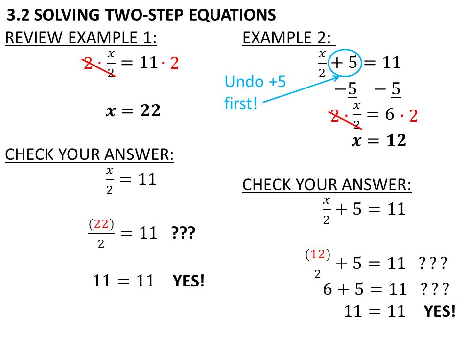 3.2 SOLVING TWO-STEP EQUATIONS Undo +5 first!