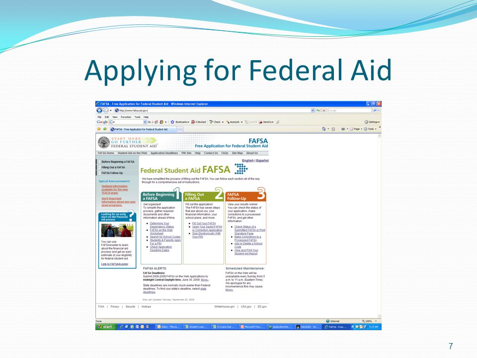 Applying for Federal Aid 7
