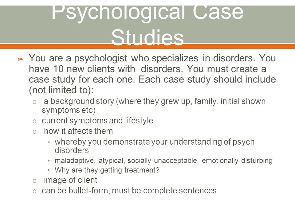 psychological case study format
