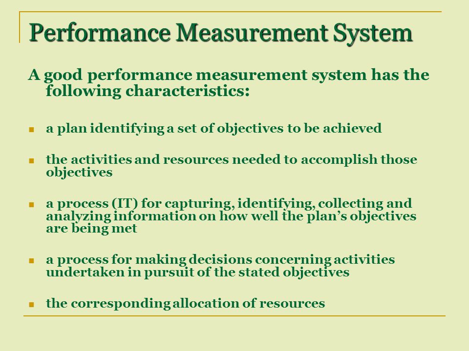 foundation for a performance measurement system in performance measurement systems