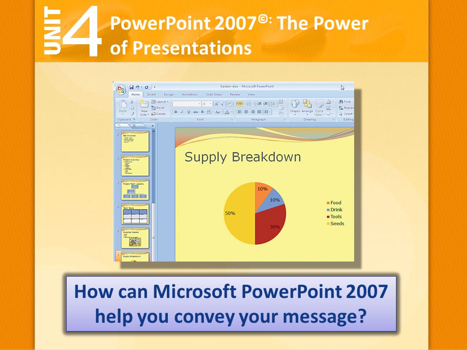 PowerPoint 2007 ©: The Power of Presentations How can Microsoft PowerPoint 2007 help you convey your message