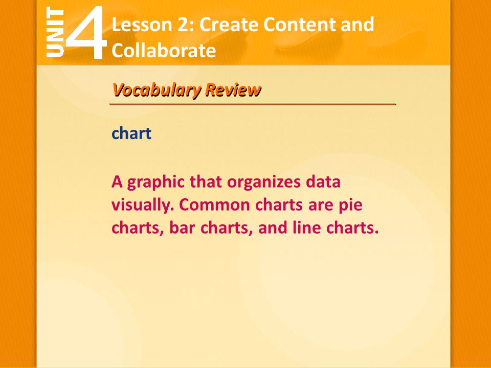 Vocabulary Review A graphic that organizes data visually.