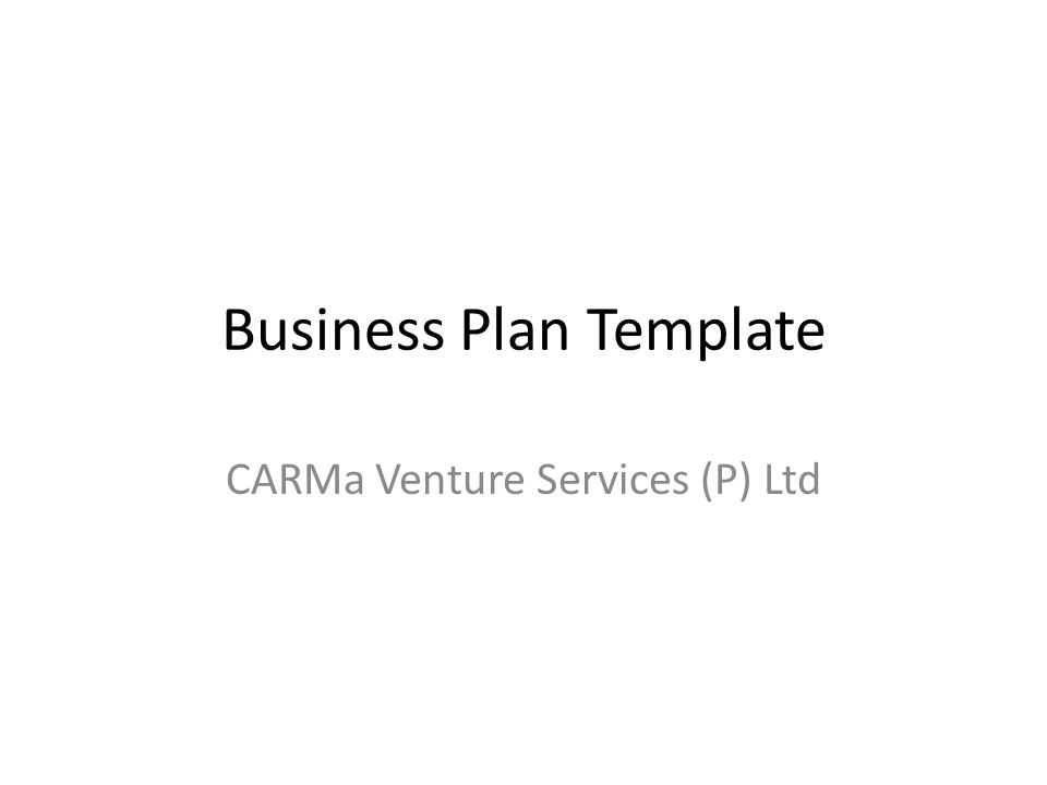Business Plan Template CARMa Venture Services (P) Ltd