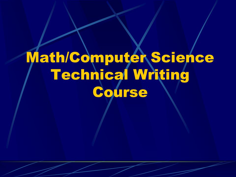 Math/Computer Science Technical Writing Course