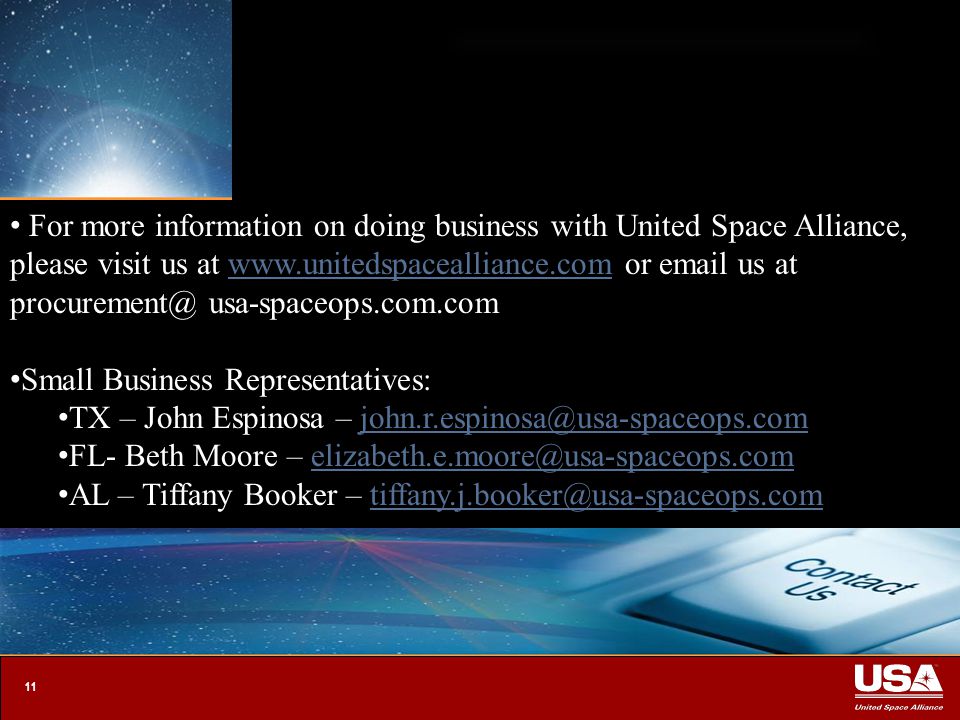 1 UNITED SPACE ALLIANCE The Space Operations Company sm. - ppt download 1 UNITED SPACE ALLIANCE The Space Operations Company sm. - ppt download