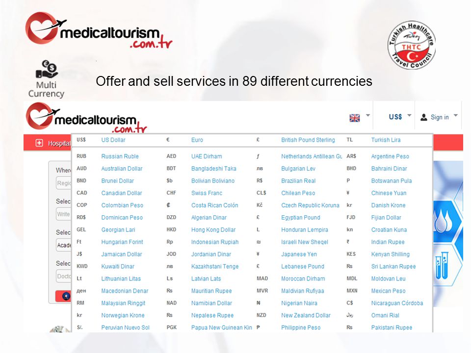 . Offer and sell services in 89 different currencies
