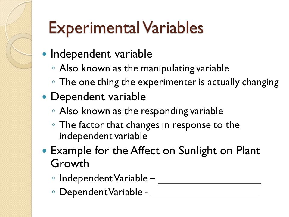 examples of independent and dependent variables