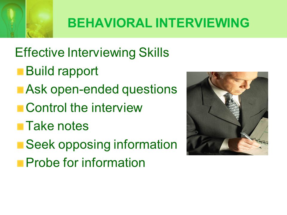 behavioral interviewing and personality assessment ppt download sar interview