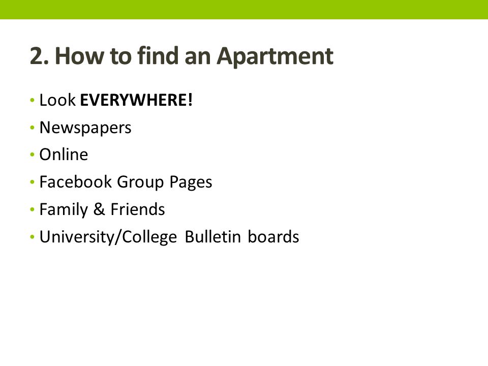 2. How to find an Apartment Look EVERYWHERE.
