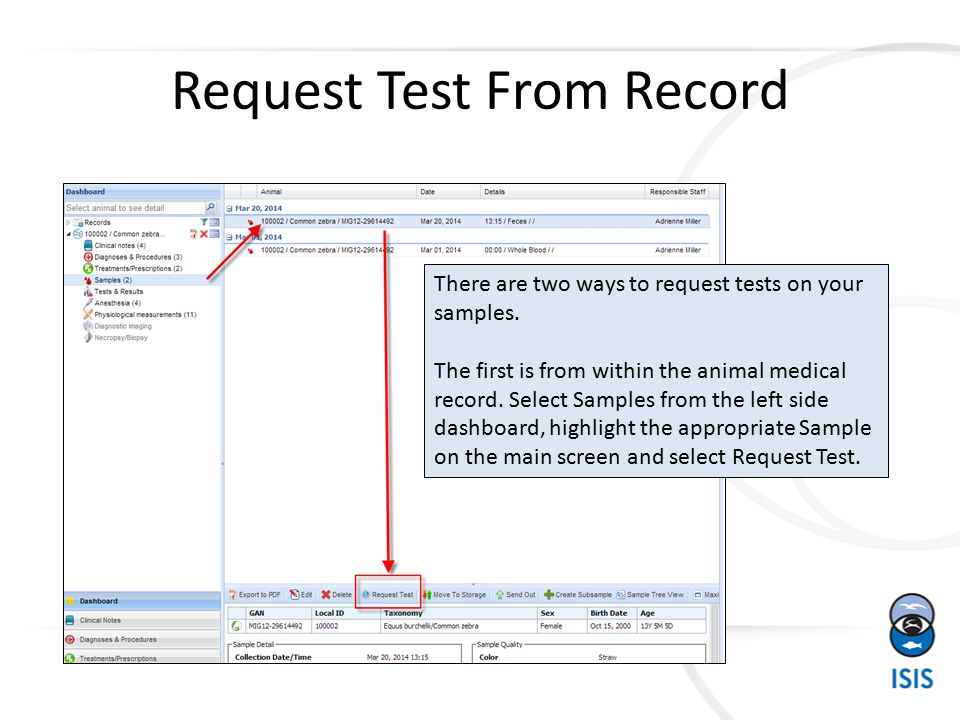 Request Test From Record There are two ways to request tests on your samples.