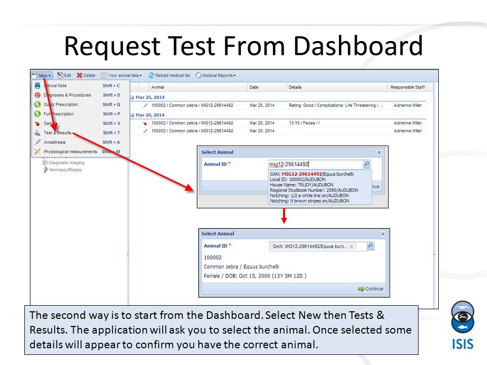 Request Test From Dashboard The second way is to start from the Dashboard.