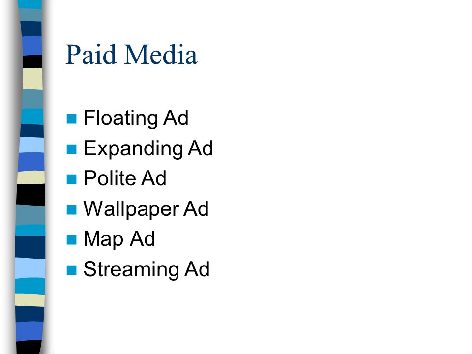 Paid Media Floating Ad Expanding Ad Polite Ad Wallpaper Ad Map Ad Streaming Ad