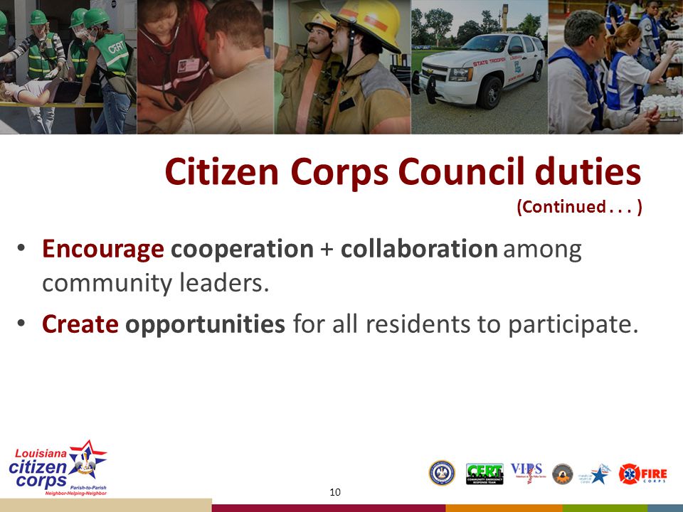 Citizen Corps Council duties (Continued...