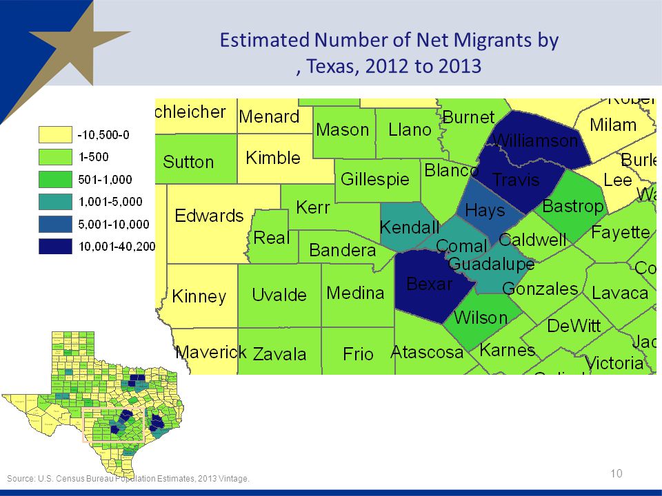 Estimated Number of Net Migrants by, Texas, 2012 to Source: U.S.