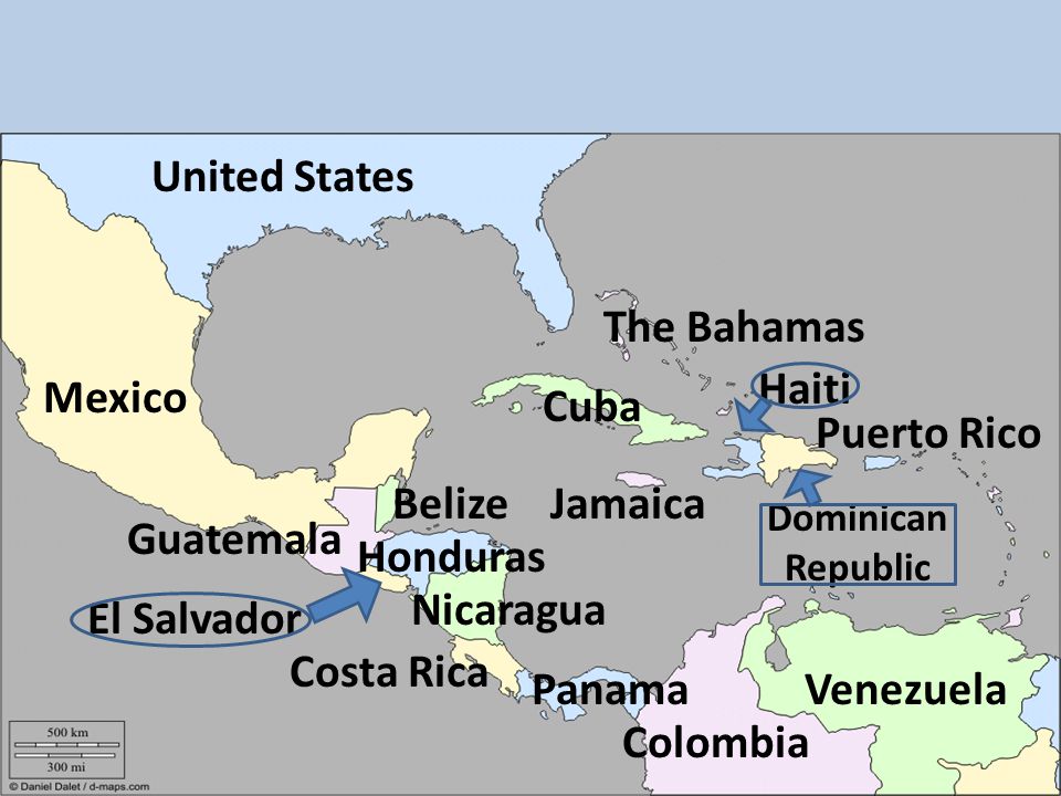 Mexico Nicaragua Panama Colombia Haiti Puerto Rico Jamaica Honduras The Bahamas Cuba United States Belize Guatemala Costa Rica Dominican Republic Venezuela El Salvador