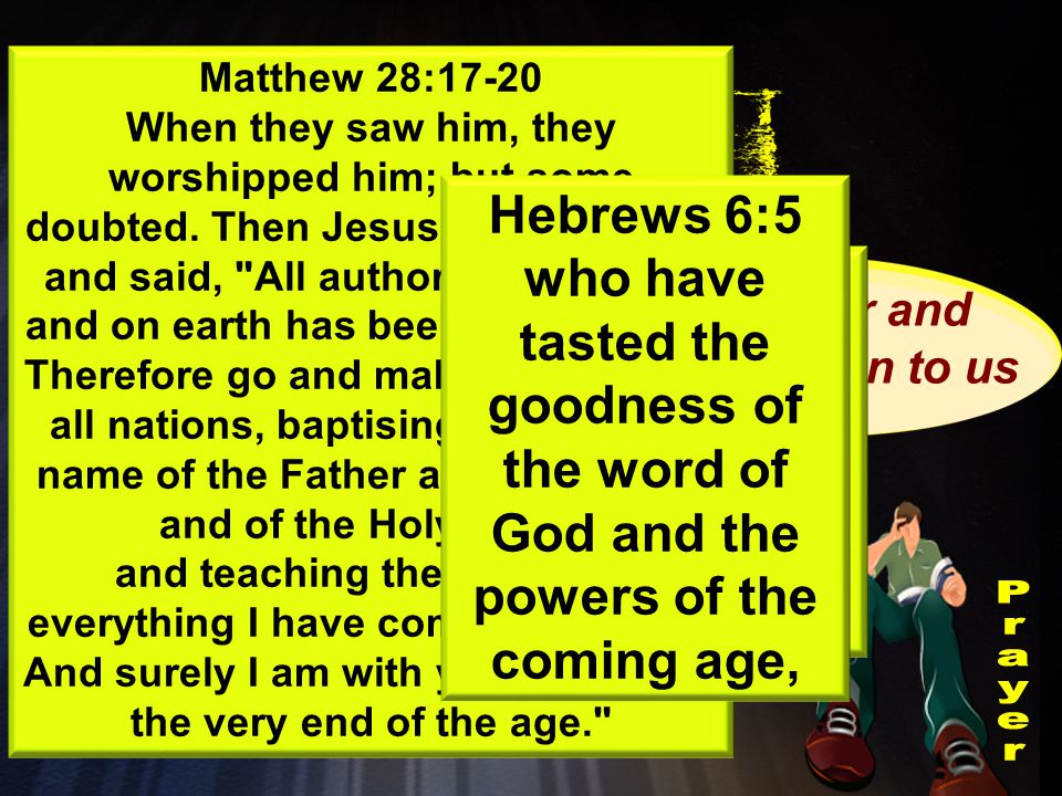 Important Truth Jesus did everything in the power of the Spirit Same power and Authority given to us Touching the powers of the coming age Acts 10:38 how God anointed Jesus of Nazareth with the Holy Spirit and power, and how he went around doing good and healing all who were under the power of the devil, because God was with him.