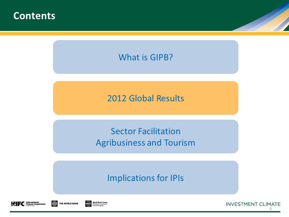 Contents Implications for IPIs Sector Facilitation Agribusiness and Tourism What is GIPB.
