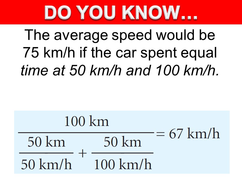 The average speed would be 75 km/h if the car spent equal time at 50 km/h and 100 km/h.