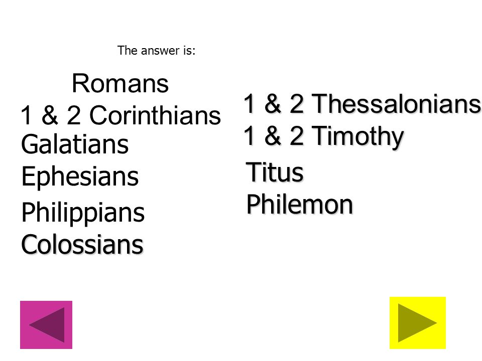 Question 11 Name the Epistles of Paul!