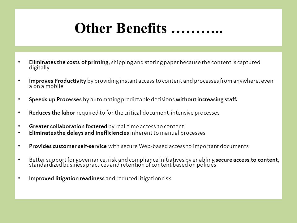 Other Benefits ………..