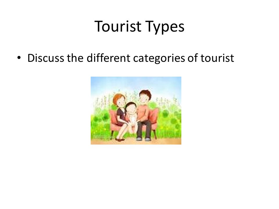 Tourist Types Discuss the different categories of tourist