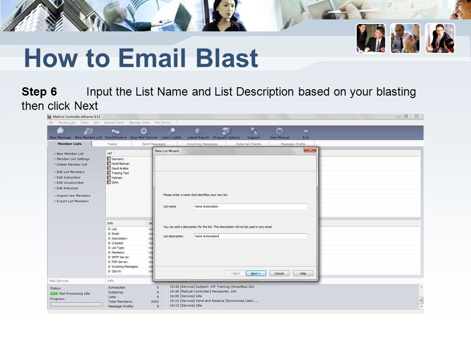 How to  Blast Step 6 Input the List Name and List Description based on your blasting then click Next