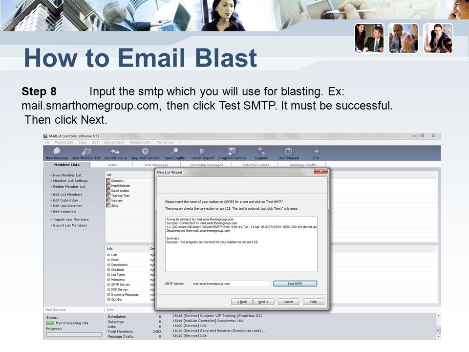 How to  Blast Step 8 Input the smtp which you will use for blasting.