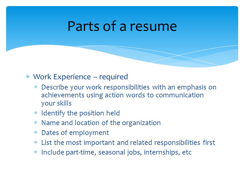 describe your work experience