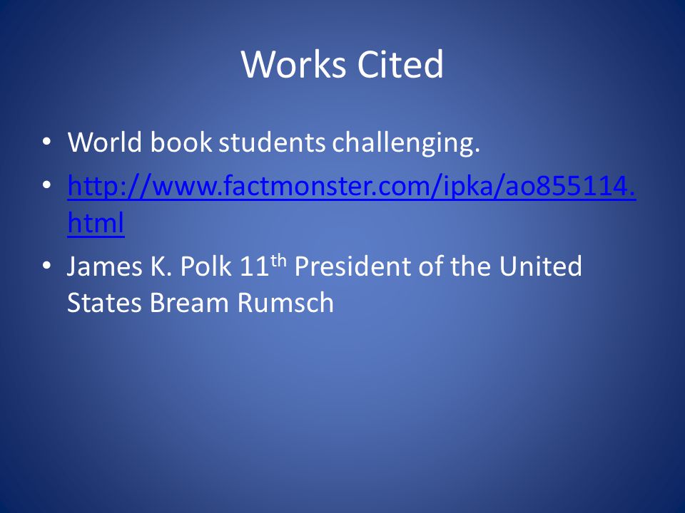 Works Cited World book students challenging.