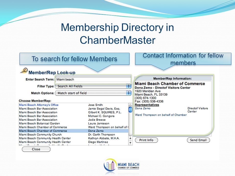To search for fellow Members Contact Information for fellow members