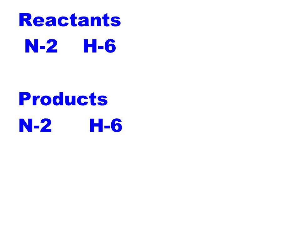 Reactants N-2 H-6 Products N-2 H-6