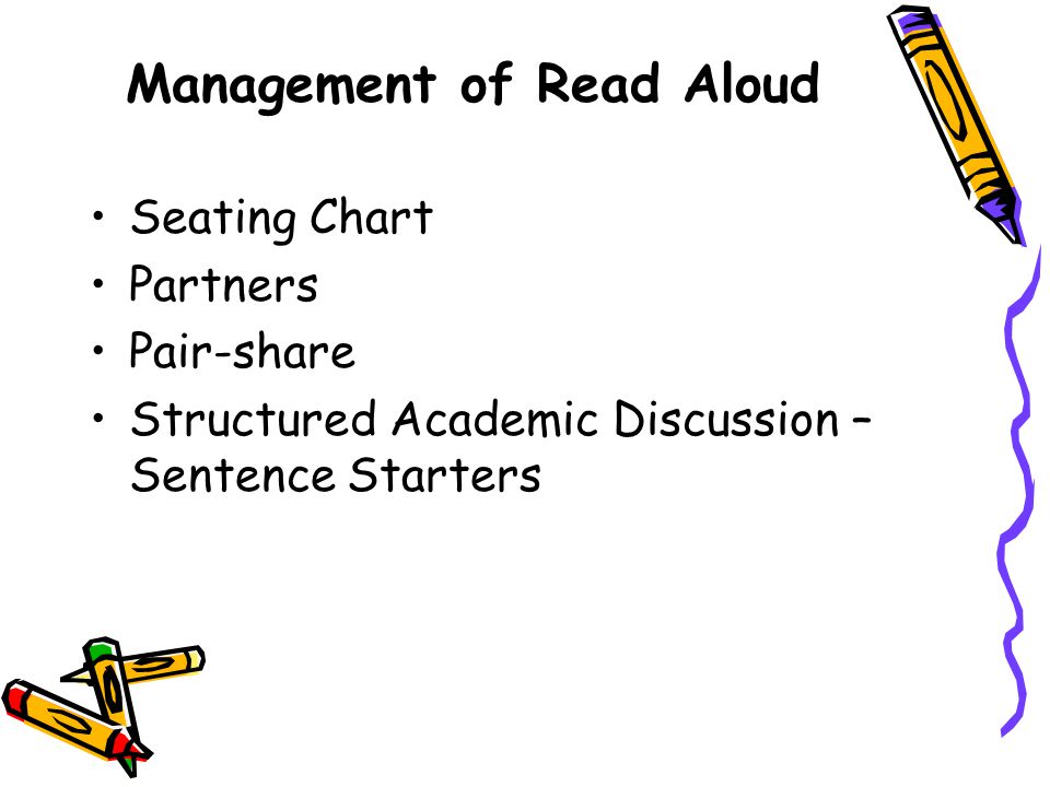 Management of Read Aloud Seating Chart Partners Pair-share Structured Academic Discussion – Sentence Starters