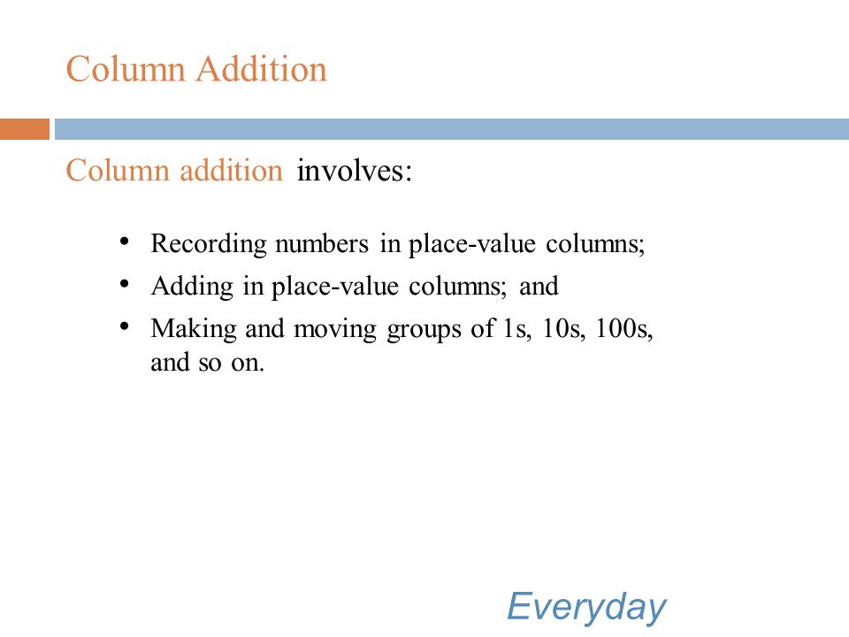 Everyday Mathematics Column Addition