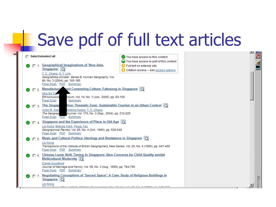 Save pdf of full text articles