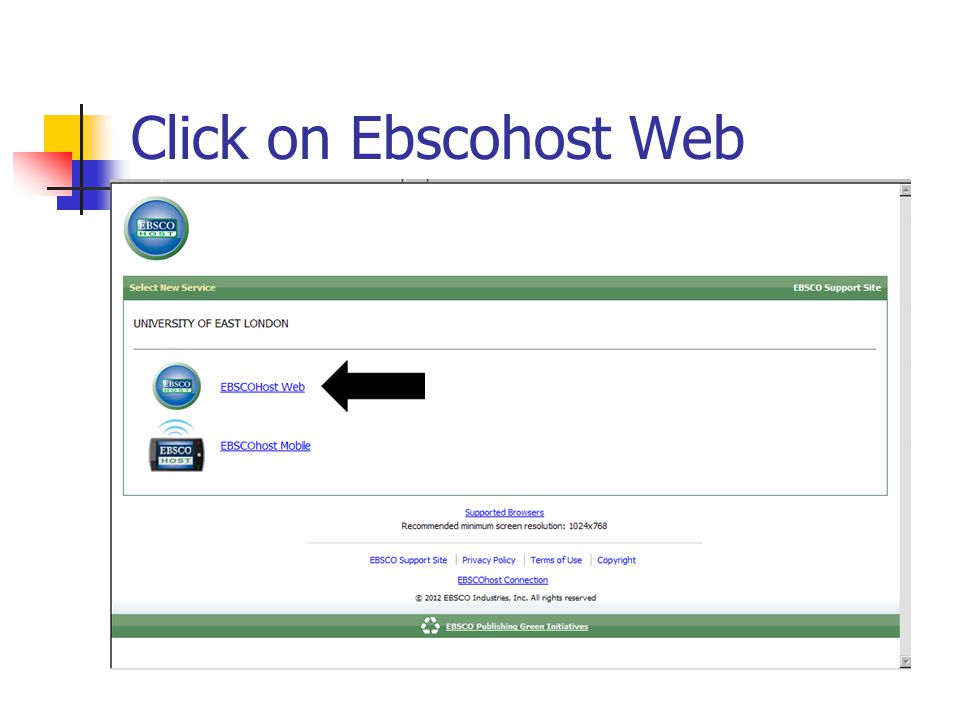 Click on Ebscohost Web